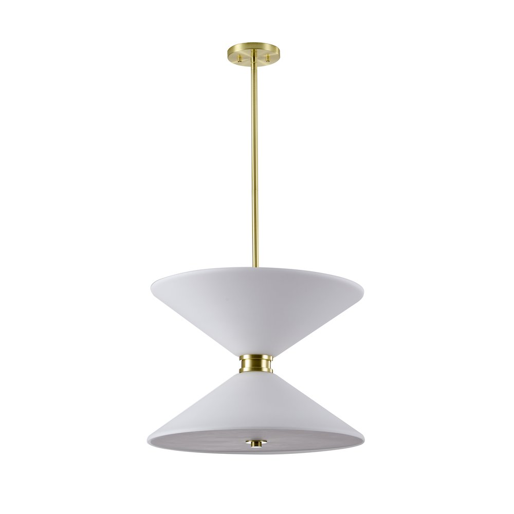 8-Light Satin Brass Pendant Lighting With White Frosted Glass Shades. Picture 2