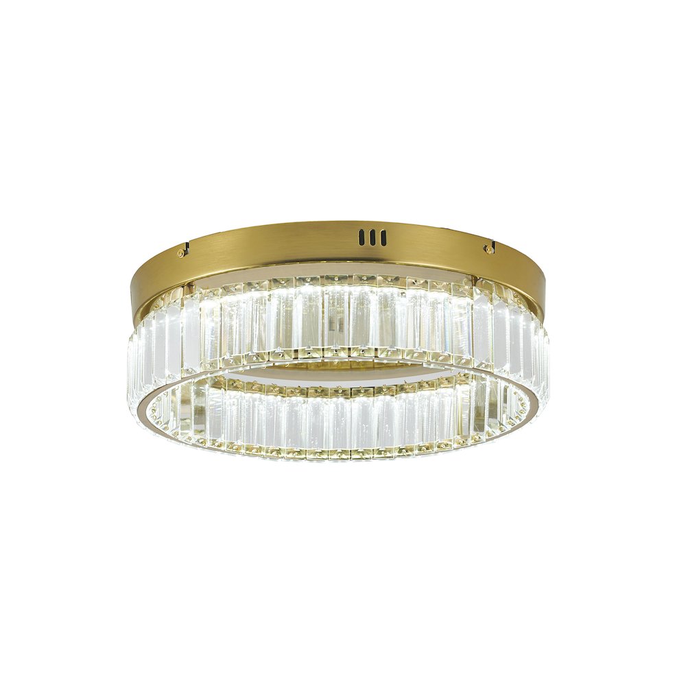 1-Light Brass Dimmable LED Flush Mount With Clear Crystals. Picture 3