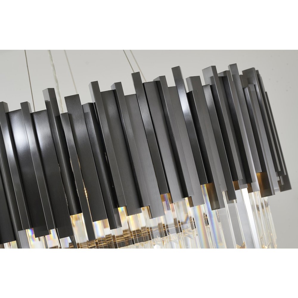 12-Light Black Stainless Steel Chandelier With Clear Crystals. Picture 5