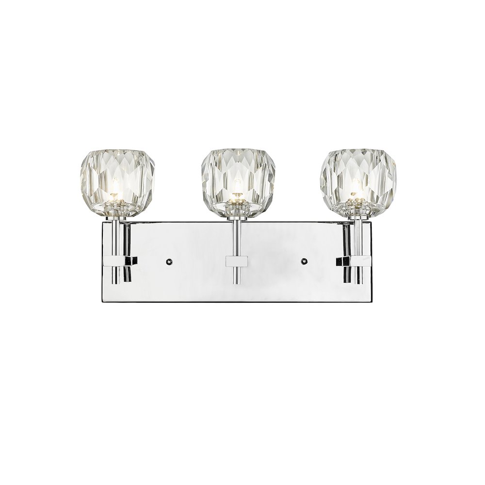 3-Light Chrome Wall Sconce With Clear Crystal Shades. Picture 1