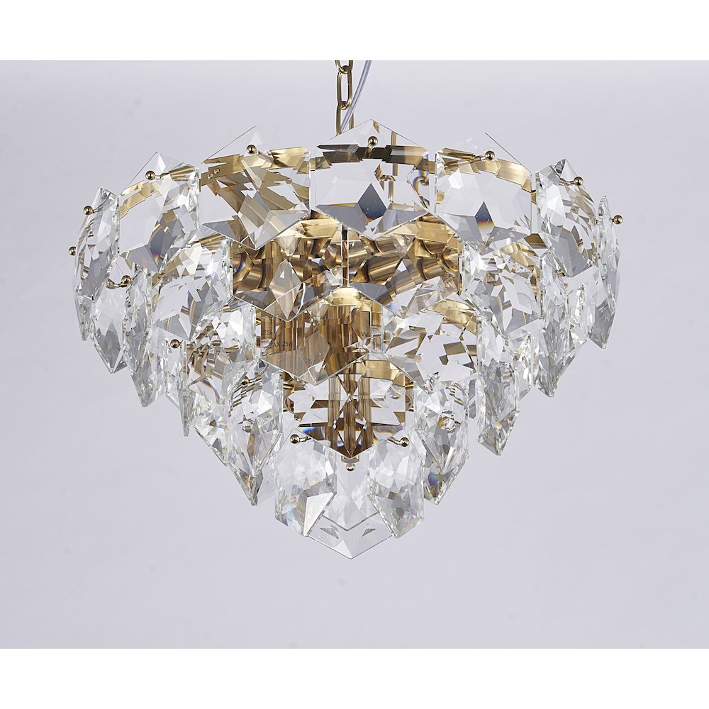 9-Light Gold Chandelier With Clear Crystals. Picture 2