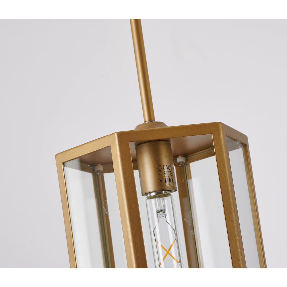 1-Light Brass Outdoor Pendant With A Clear Glass Shade. Picture 4