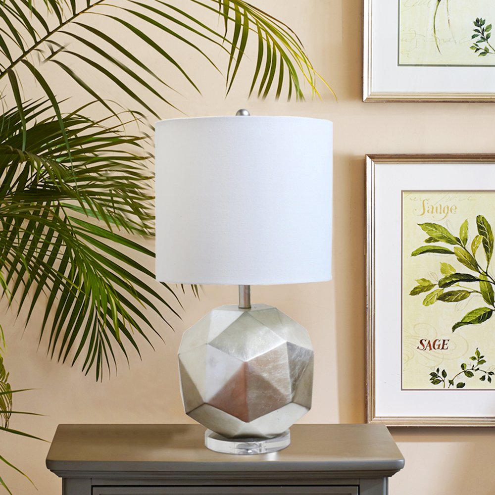 1-Light Silver Foiled Body Table Lamp With A Drum Shade. Picture 2