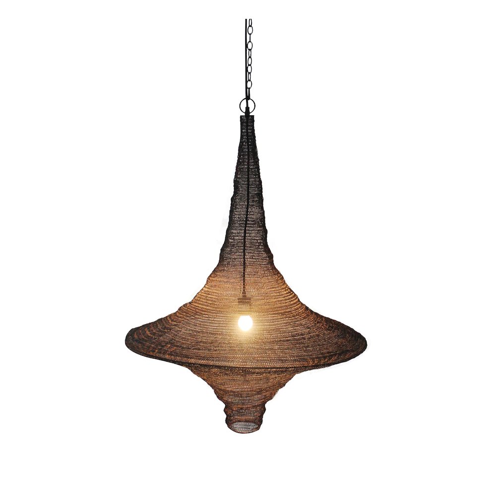1-Light Satin Black Pendant With A Chain Basket Shade. Picture 1