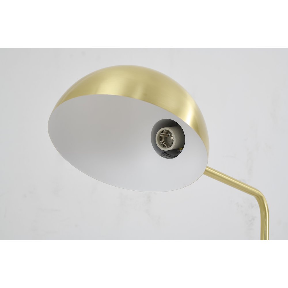 1-Light Satin Brass Metal Floor Lamp With A Metal Shade. Picture 6