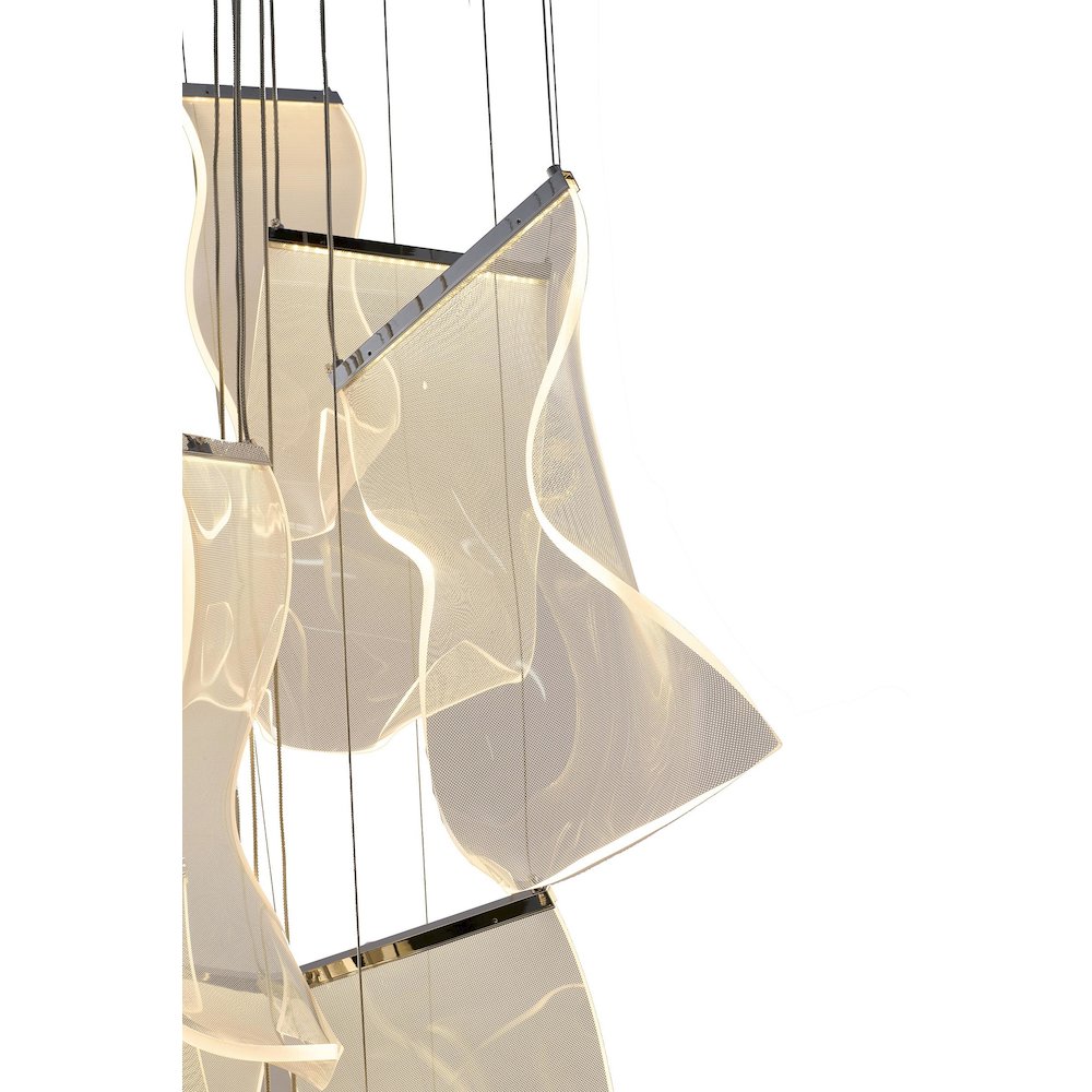 8-Light Chrome Chandelier With Acrylic Crumbled Sheet Pendants. Picture 6