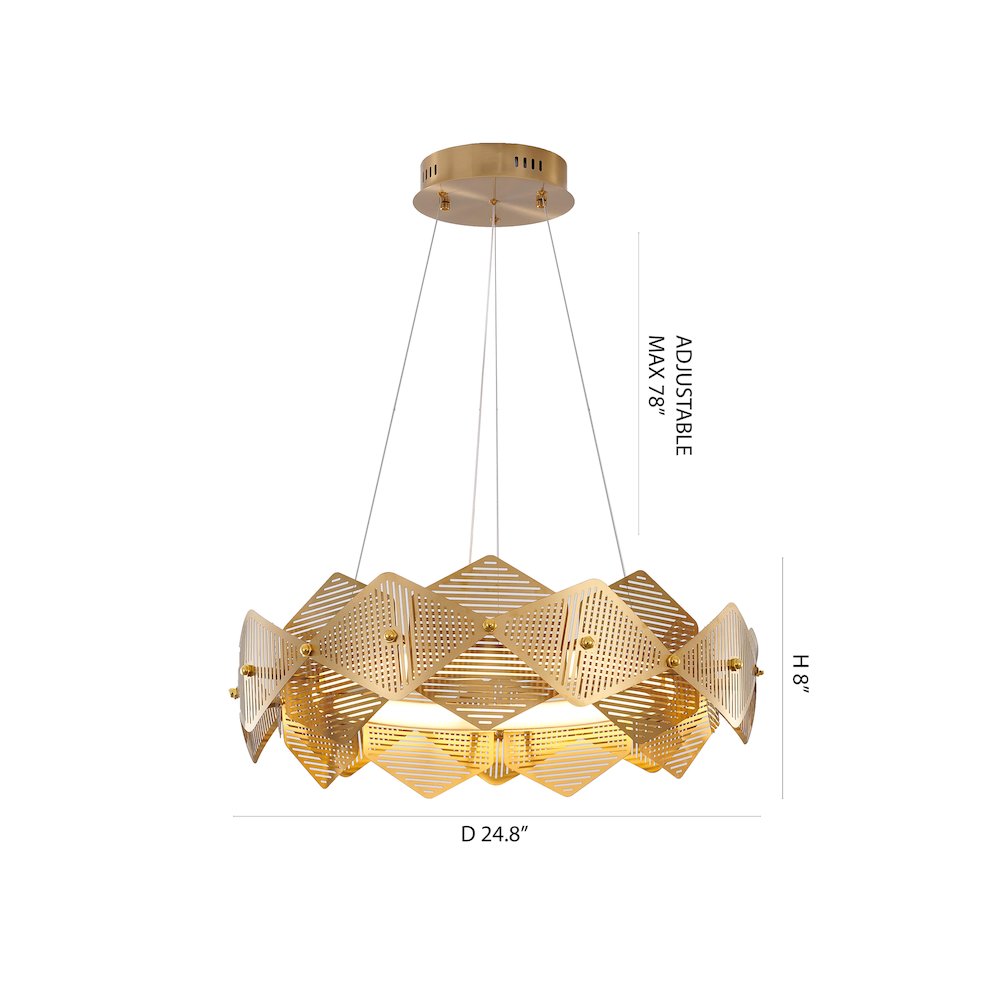 1-Light Brass Halo Ring Chandelier With Acrylic Diffusers. Picture 1
