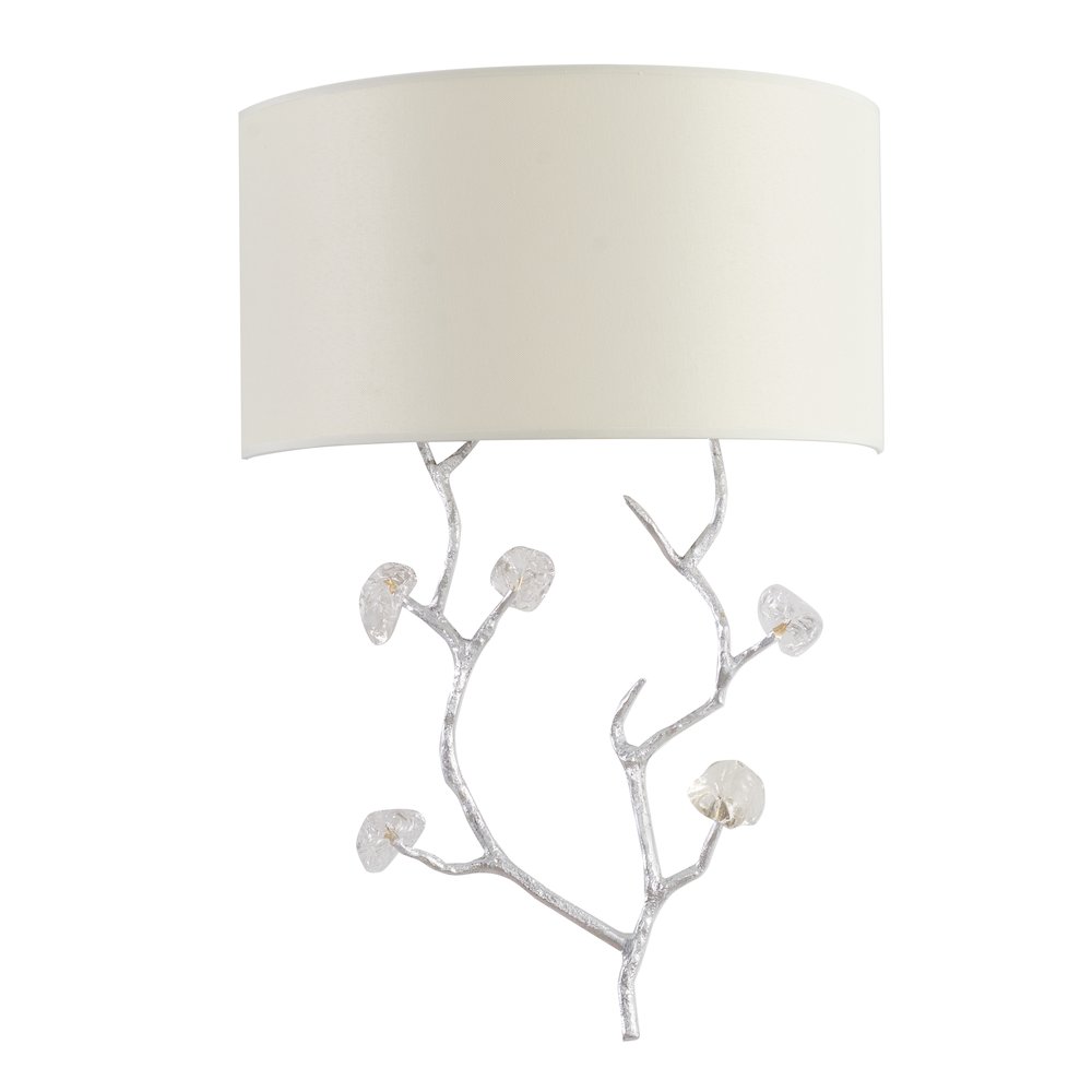 1-Light Silver Wall Sconce With Clear Glass Accents And A Fabric Shade. Picture 2