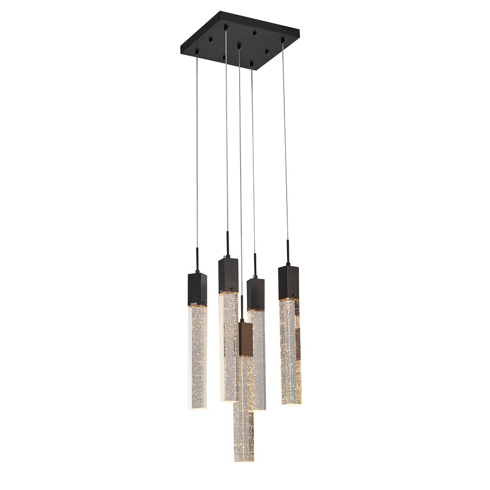 Chandelier Matte Black Metal & Crystal. Picture 1
