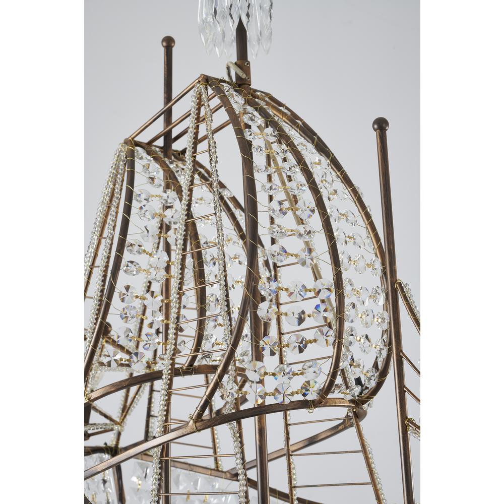 Chandelier Golden Bronze Metal & Crystal. Picture 4