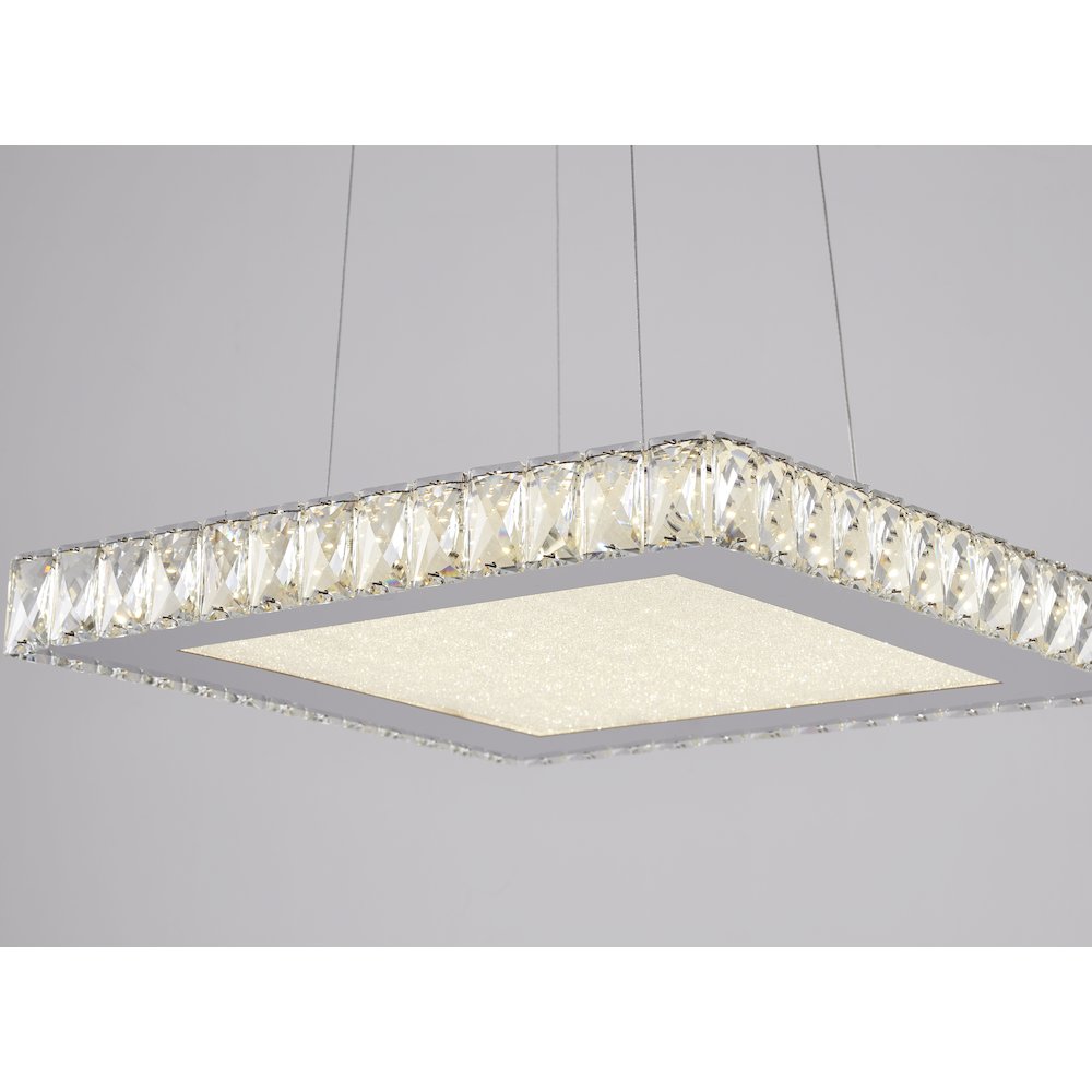 1-Light Chrome Dimmable LED Chandelier With Clear Crystals And A Diffuser. Picture 3