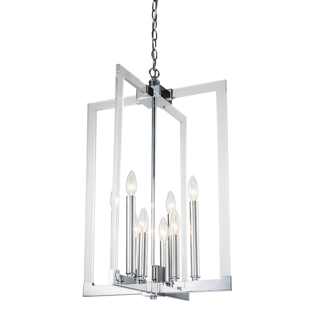 8-Light Chrome Metal Chandelier With Clear Acrylic Arms. Picture 1
