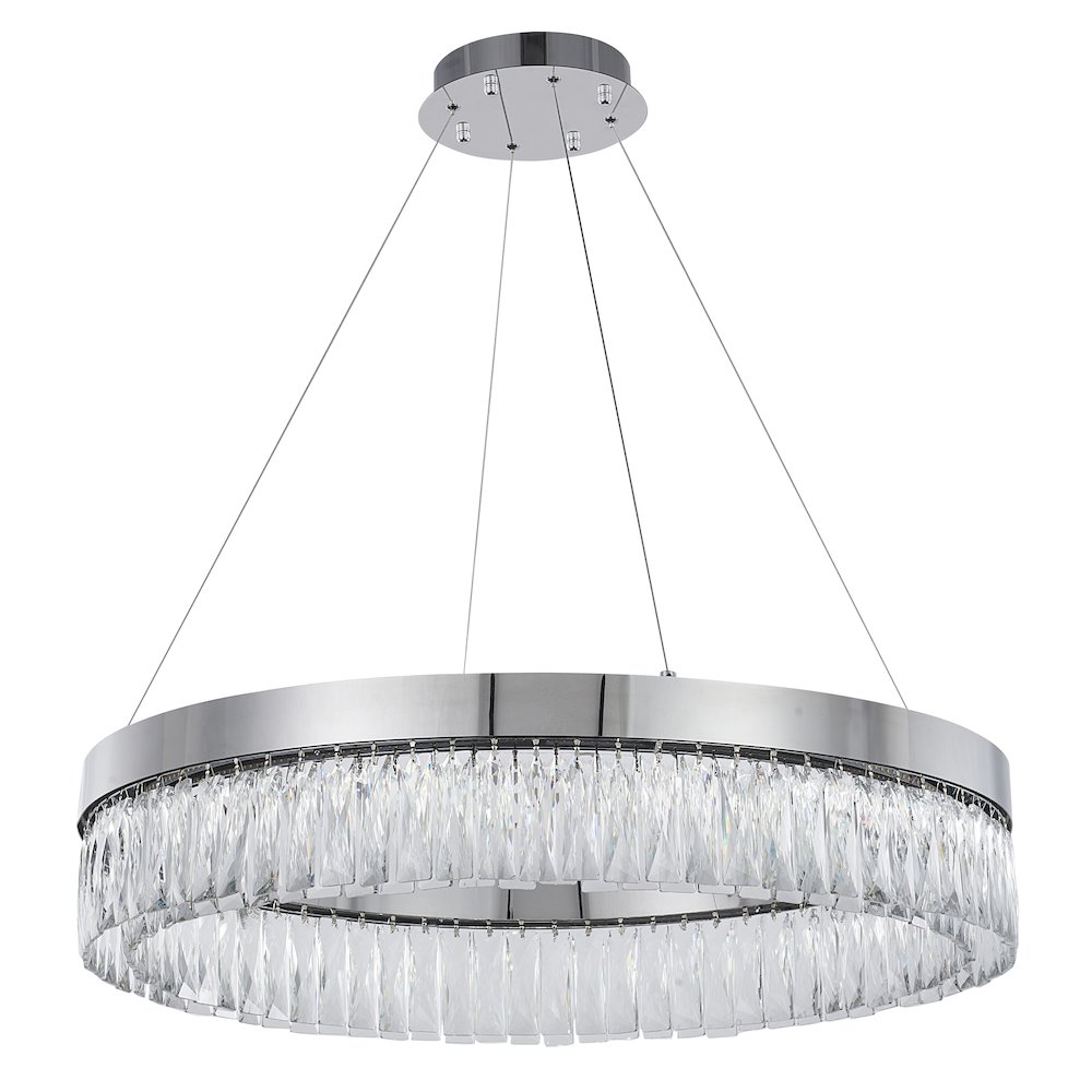 1-Light Chrome LED Chandelier With Clear Crystal Accents. Picture 2