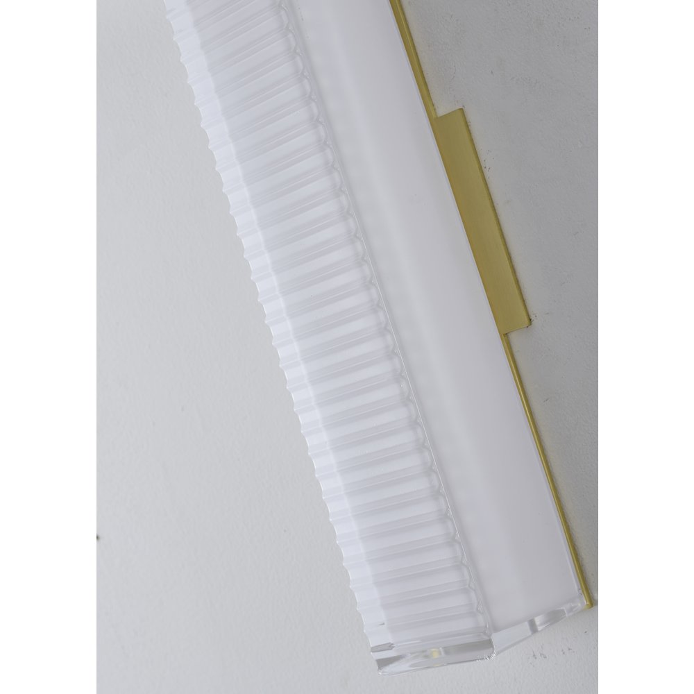 1-Light Matte Brass LED Wall Sconce With A Clear Frosted Glass Shade. Picture 6