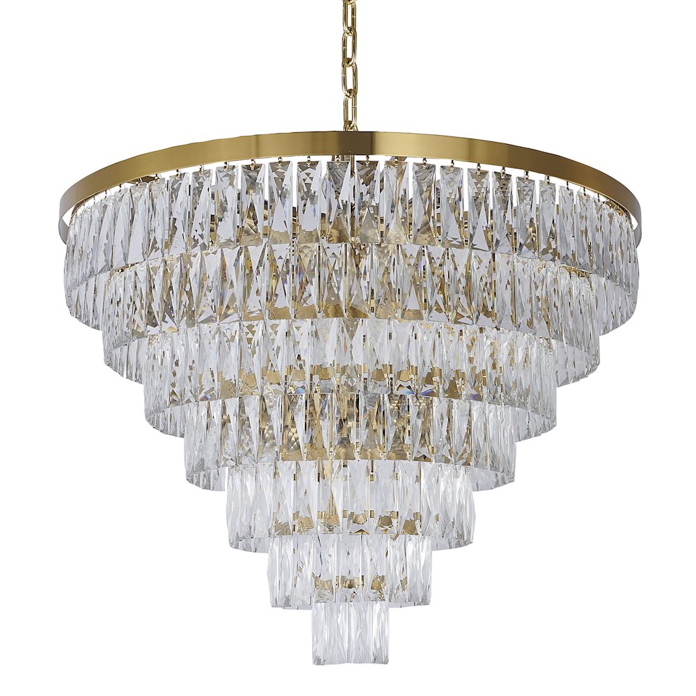 27-Light Gold Chandelier With Clear Crystals. Picture 2