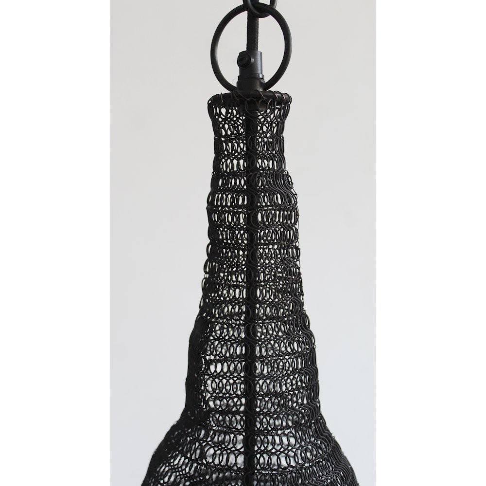 1-Light Satin Black Pendant With A Chain Basket Shade. Picture 5