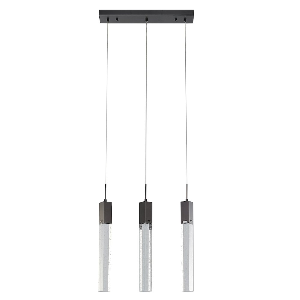 3-Light Matte Black Island Lighting With A Clear Bubble Crystal. Picture 2