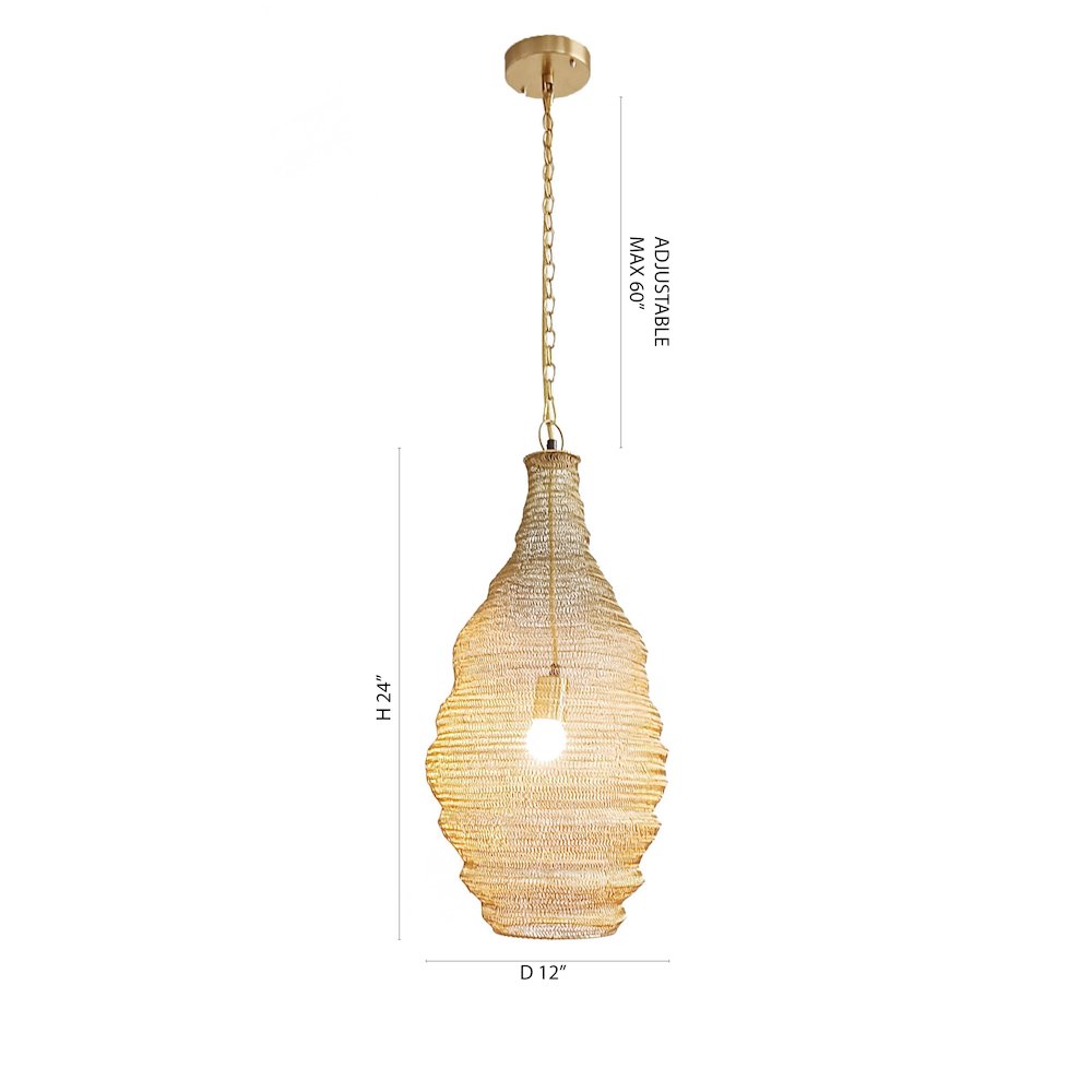 1-Light Gold Pendant With A Chain Basket Shade. Picture 6
