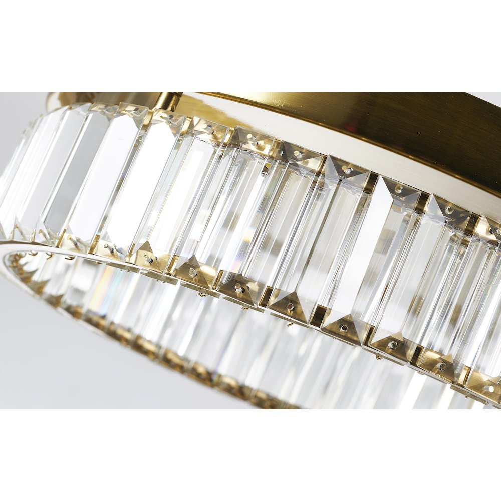 1-Light Brass Dimmable LED Flush Mount With Clear Crystals. Picture 5