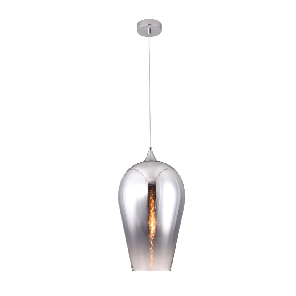 1-Light Chrome Pendant With A Reflective Chrome Faded Glass Shade. Picture 1