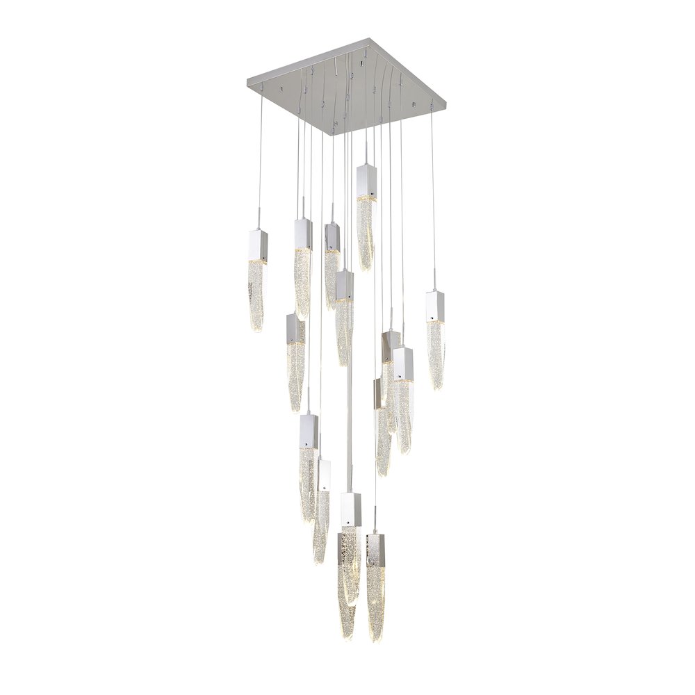 15-Light Chrome Chandelier With A Clear iceberg bubble Crystal. Picture 1