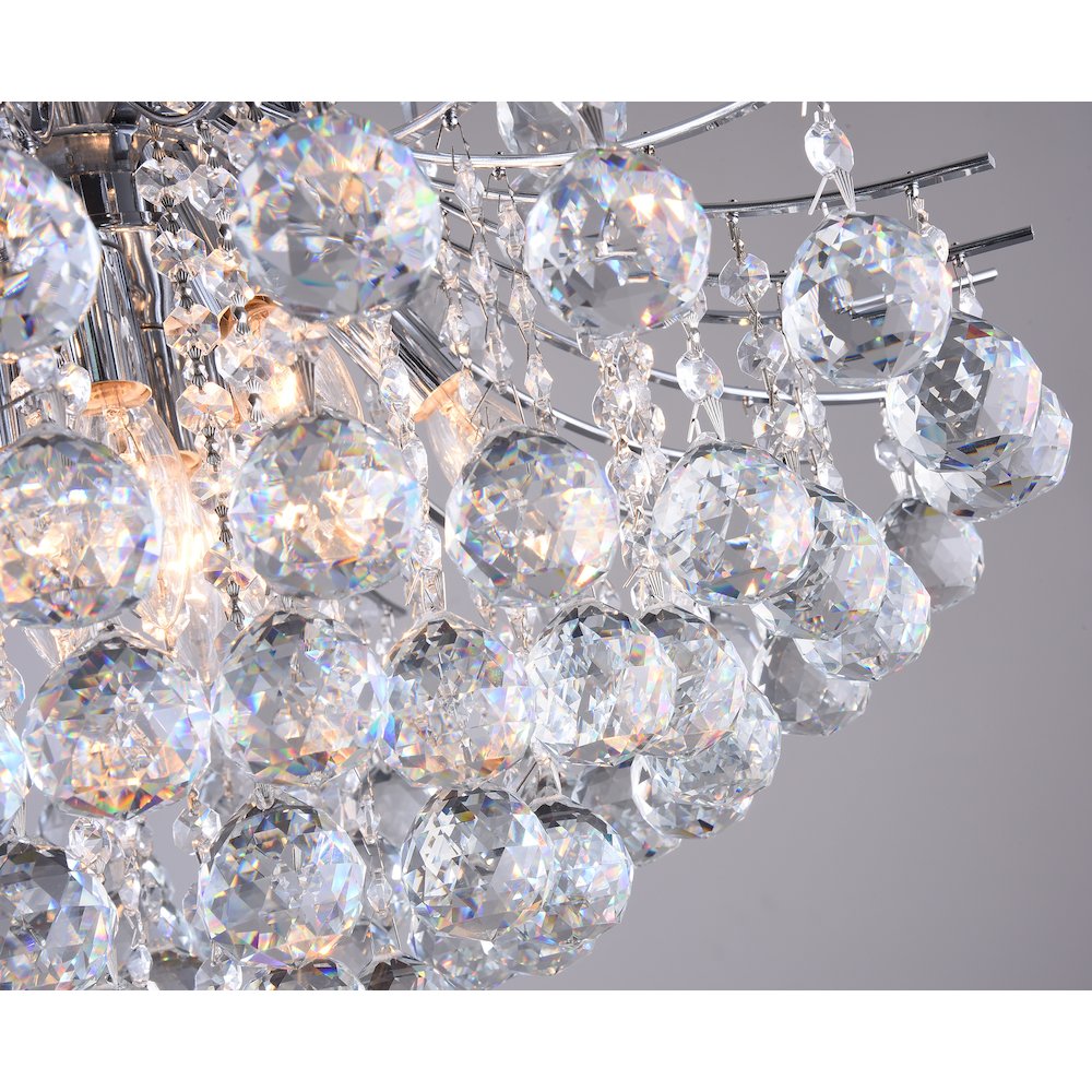 10-Light Chrome Chandelier With Clear Crystals. Picture 3