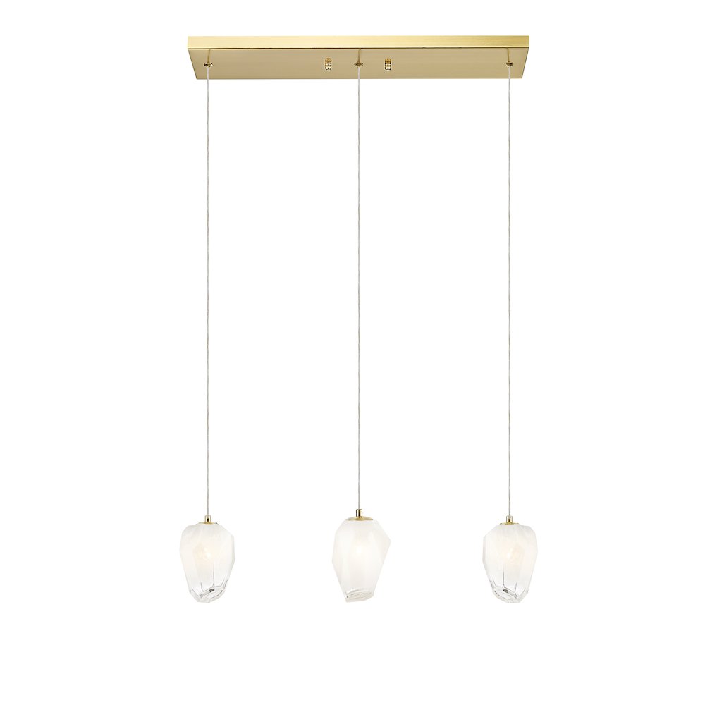 3-Light Gold Chandelier With White Glass Shades. Picture 2