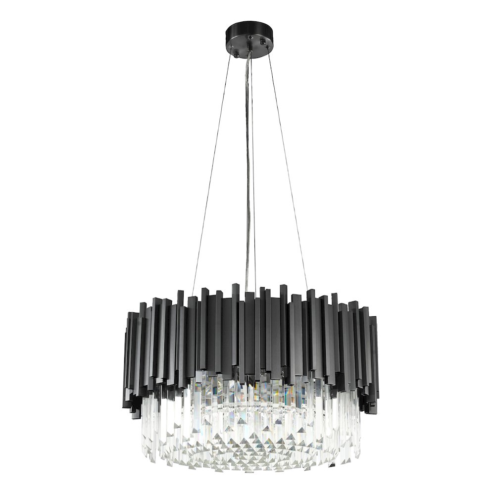 8-Light Black Stainless Steel Chandelier With Clear Crystals. Picture 2