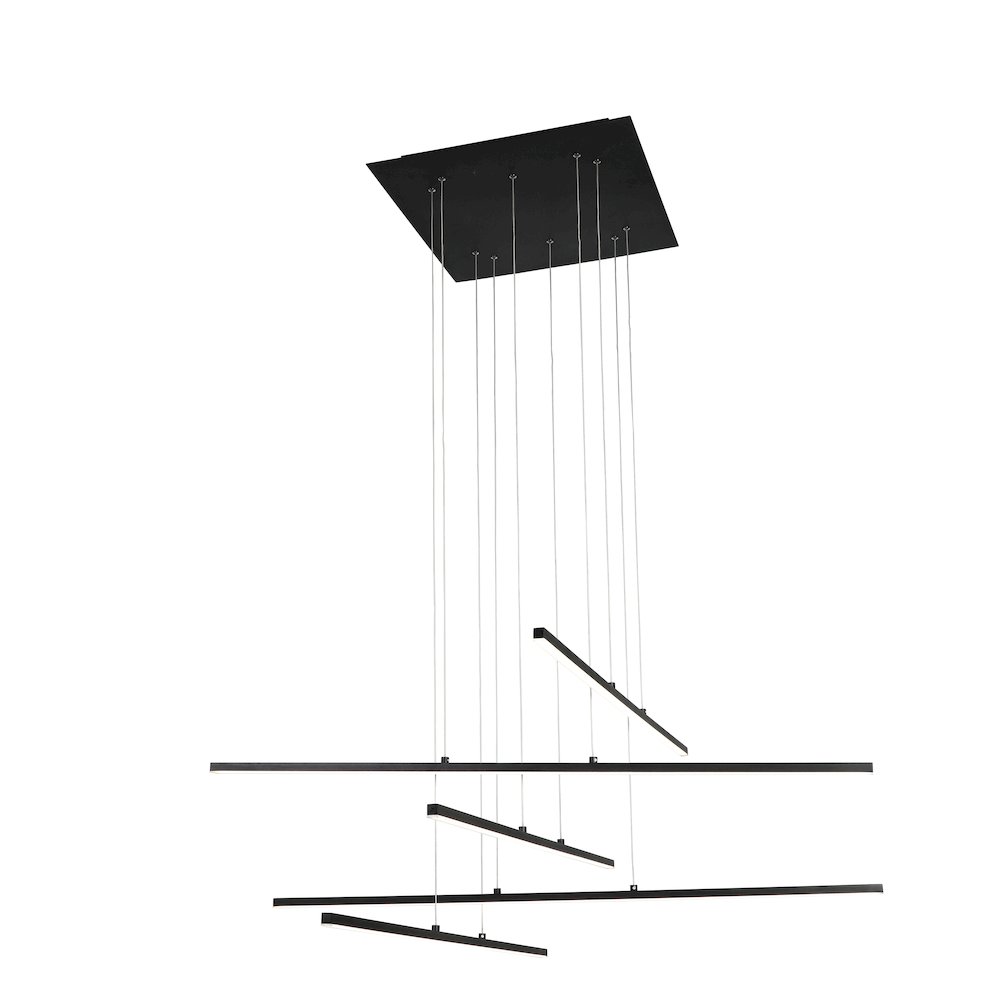 5-Light Matte Black Metal LED Chandelier With Selectable LED Color Temperature. Picture 1