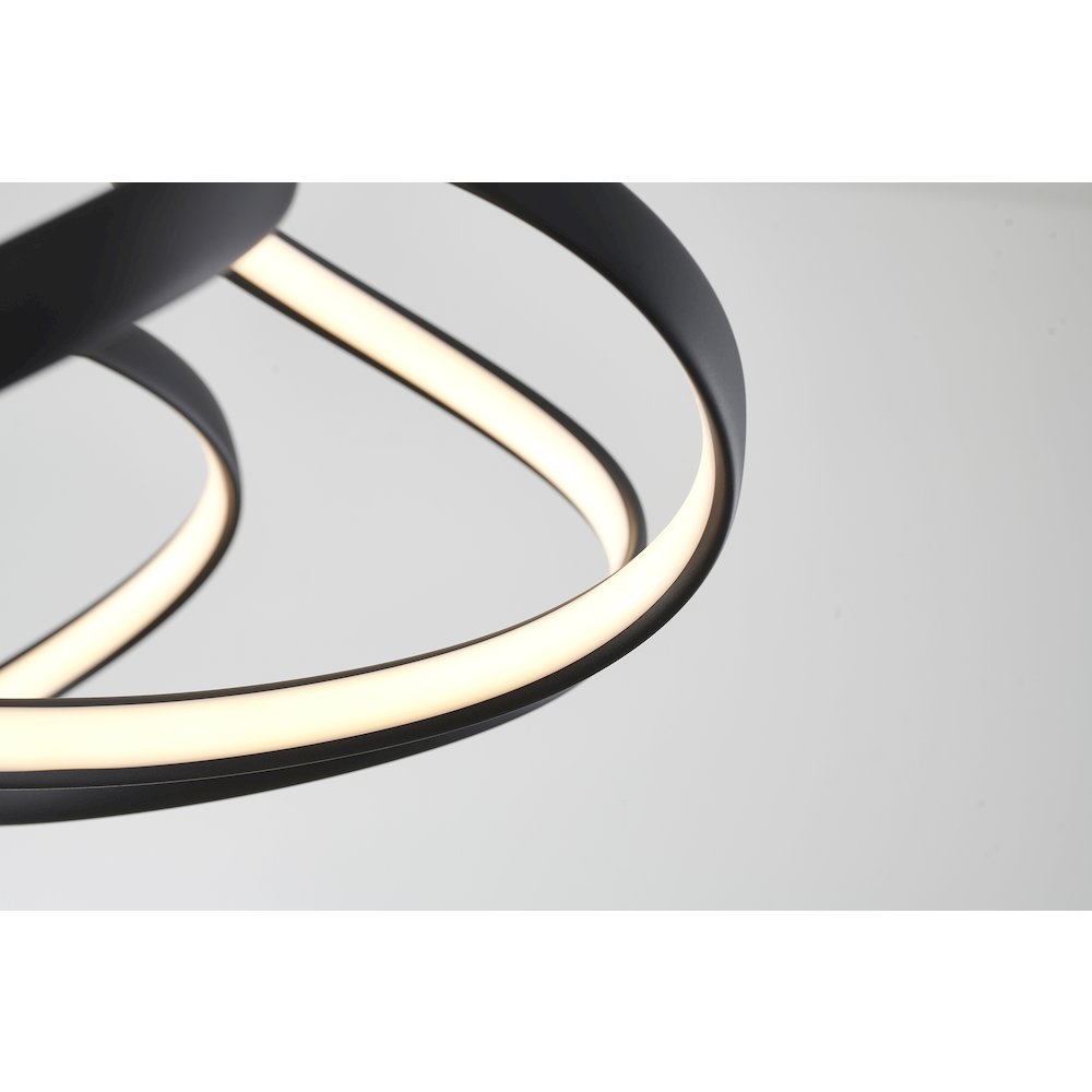 5-Light Matte Black LED Chandelier With White Acrylic Diffusers. Picture 6