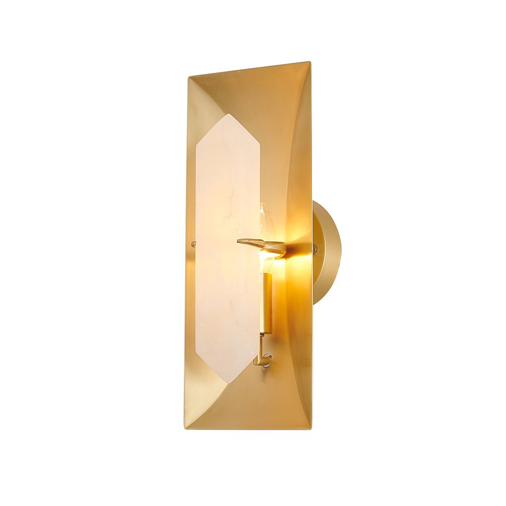 1-Light Gold Wall Sconce With A White Alabaster Stone Center. Picture 4