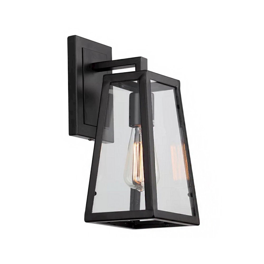 1-Light Black Wall Sconce With A Clear Glass Shade. Picture 1