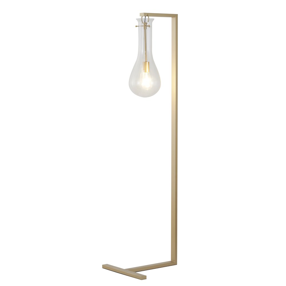 Bethel International Floor Lamp in Brass Color. Picture 1