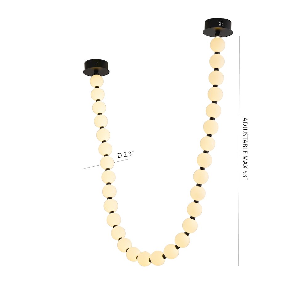30-Light Black LED Chandelier With White Acrylic Ball Shades. Picture 8