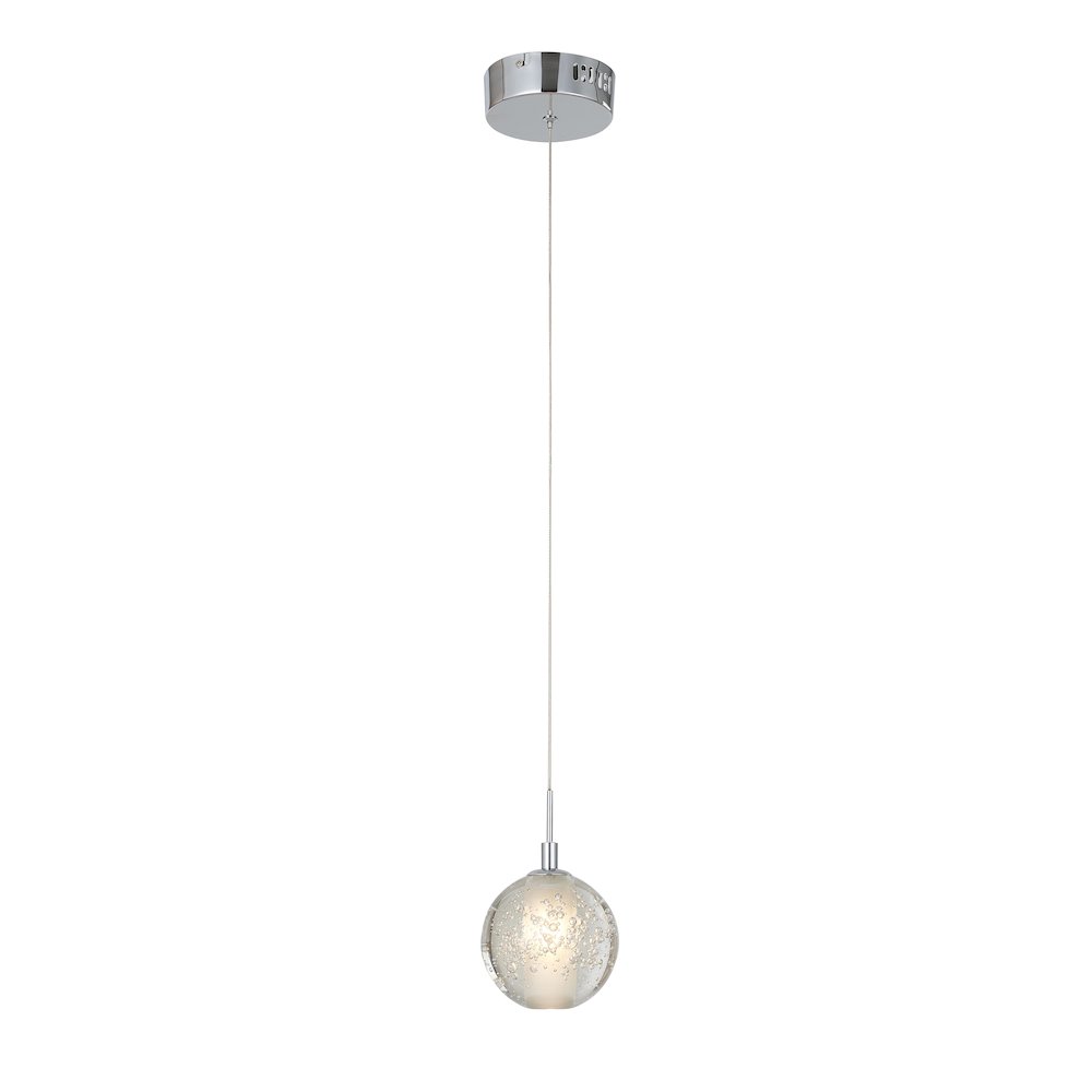 1-Light Chrome Single Pendant With A Clear Crystal Shade. Picture 1