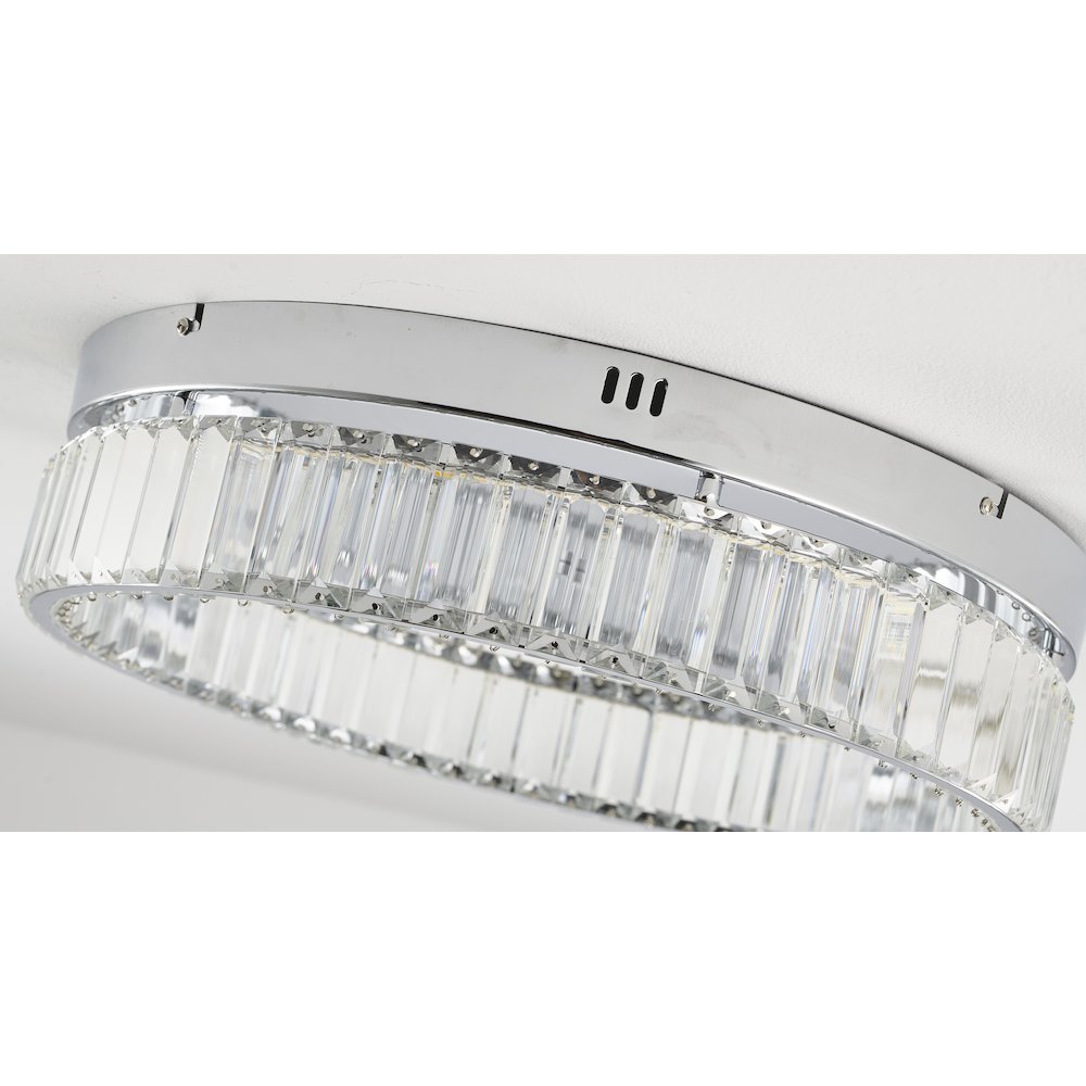 1-Light Chrome Dimmable LED Flush Mount With Clear Crystals. Picture 6