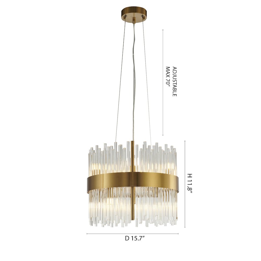 10-Light Gold Chandelier With Clear Glass Rods. Picture 6