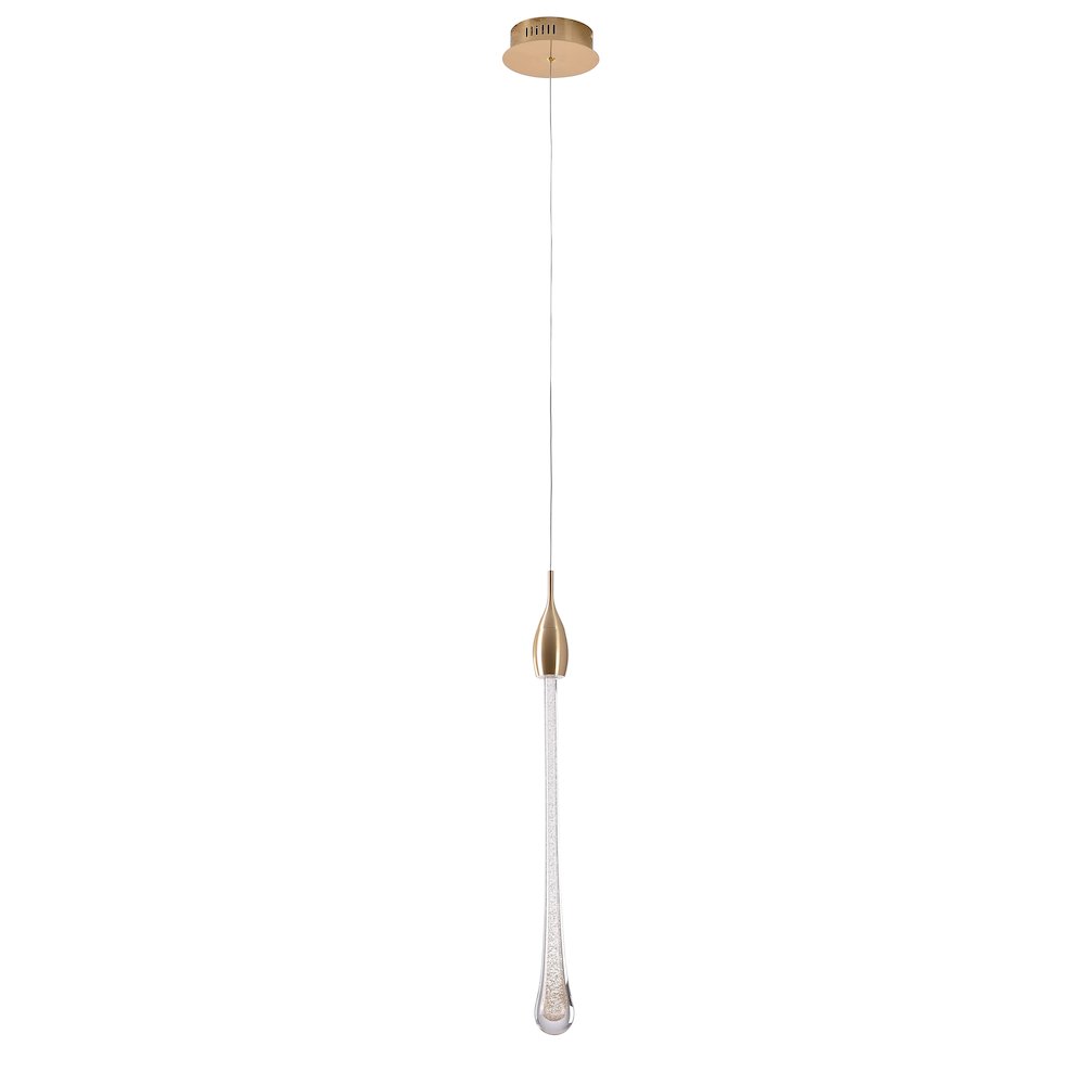 1-Light Gold Aluminum LED Pendant With A Dusted Clear Glass. Picture 2