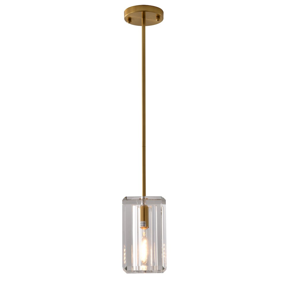1-Light Copper Single Pendant With A Clear Crystal Shade. Picture 1