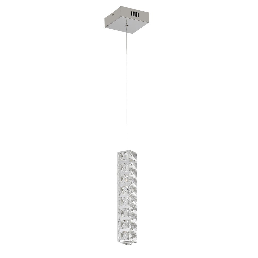 1-Light Chrome LED Pendant With Clear Crystals. Picture 2