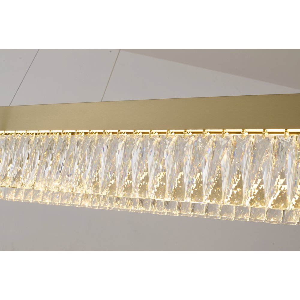 4-Light Gold LED Chandelier With Clear Crystal Accents. Picture 3
