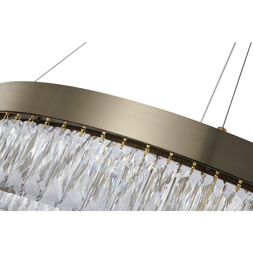 1-Light Gold LED Chandelier With Clear Crystal Accents. Picture 4