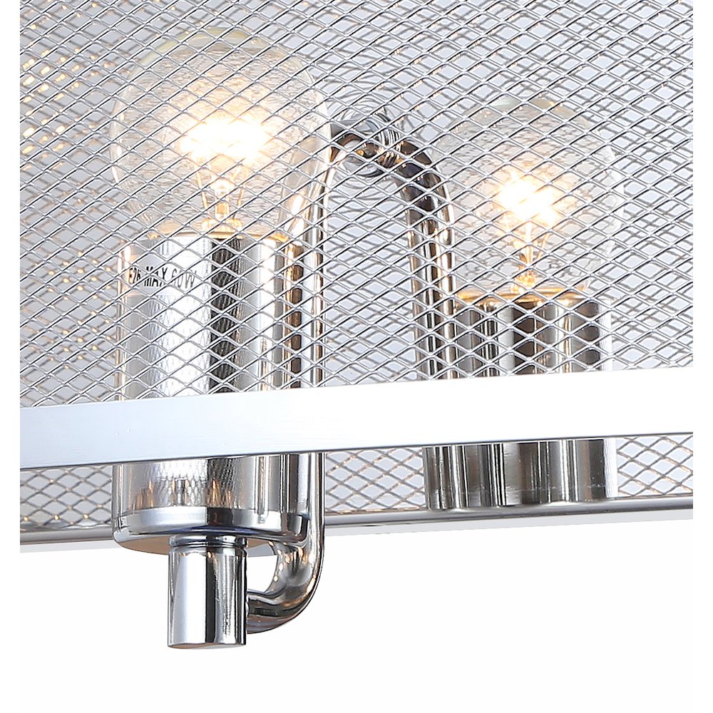 3-Light Chrome Wall Sconce With A Metal Mesh Shade. Picture 3