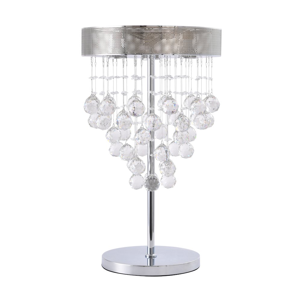 3-Light Chrome Table Lamp With Clear Crystals. Picture 1