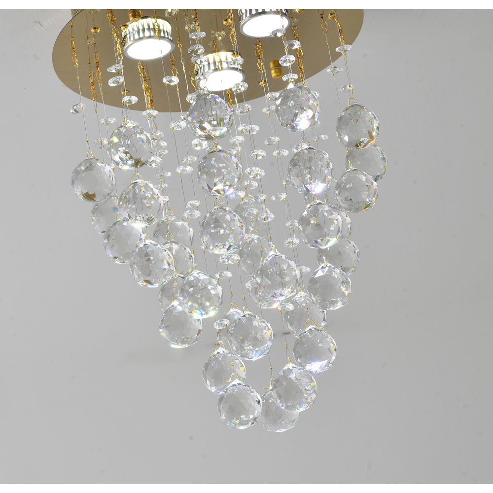 3-Light Gold Flush Mount With Clear Crystals. Picture 4