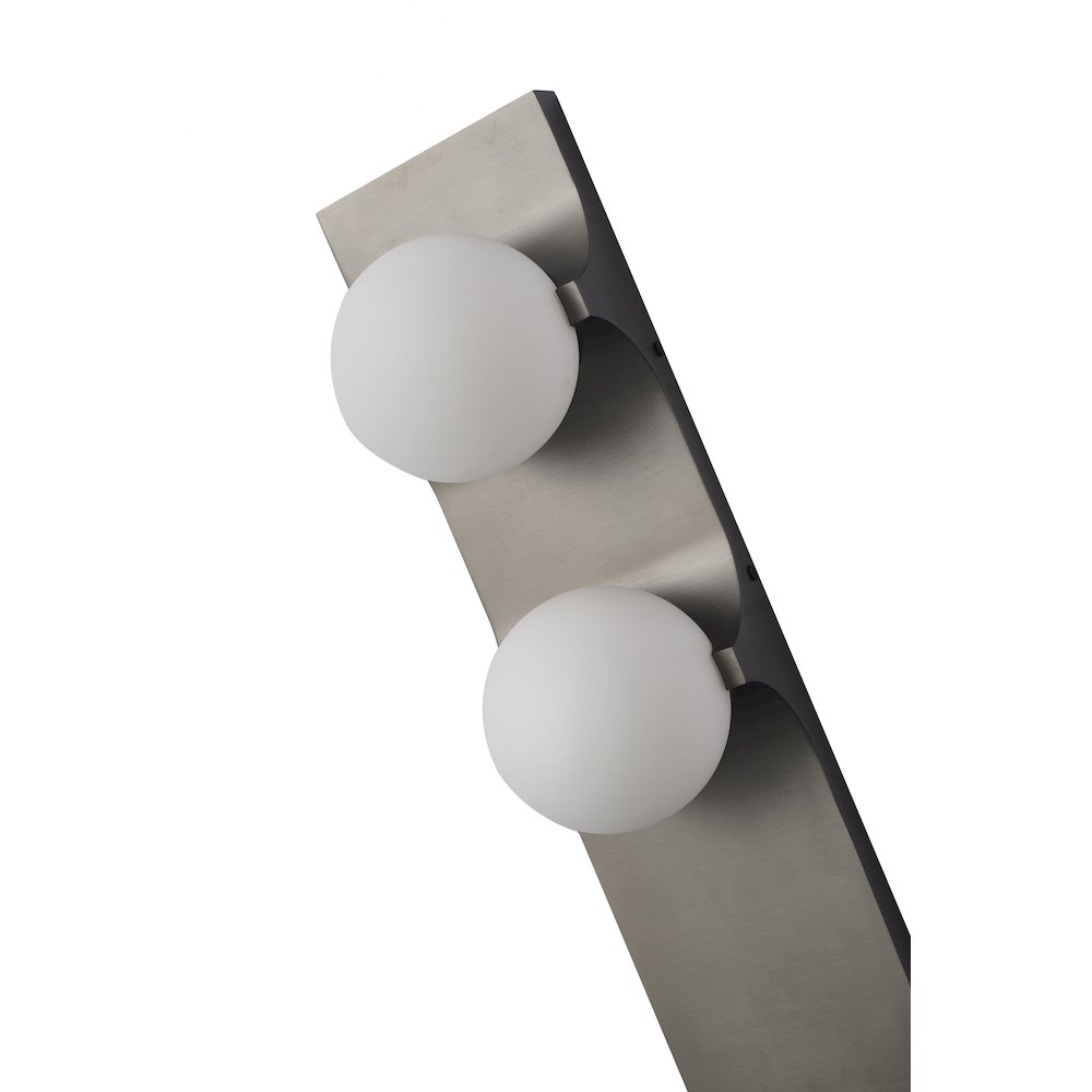 2-Light Black Stainless Steel Wall Sconce With White Glass Shades. Picture 4