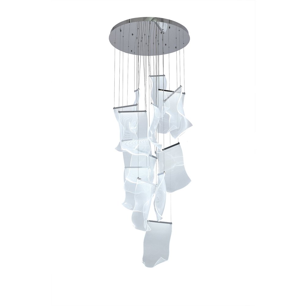8-Light Chrome Chandelier With Acrylic Crumbled Sheet Pendants. Picture 4