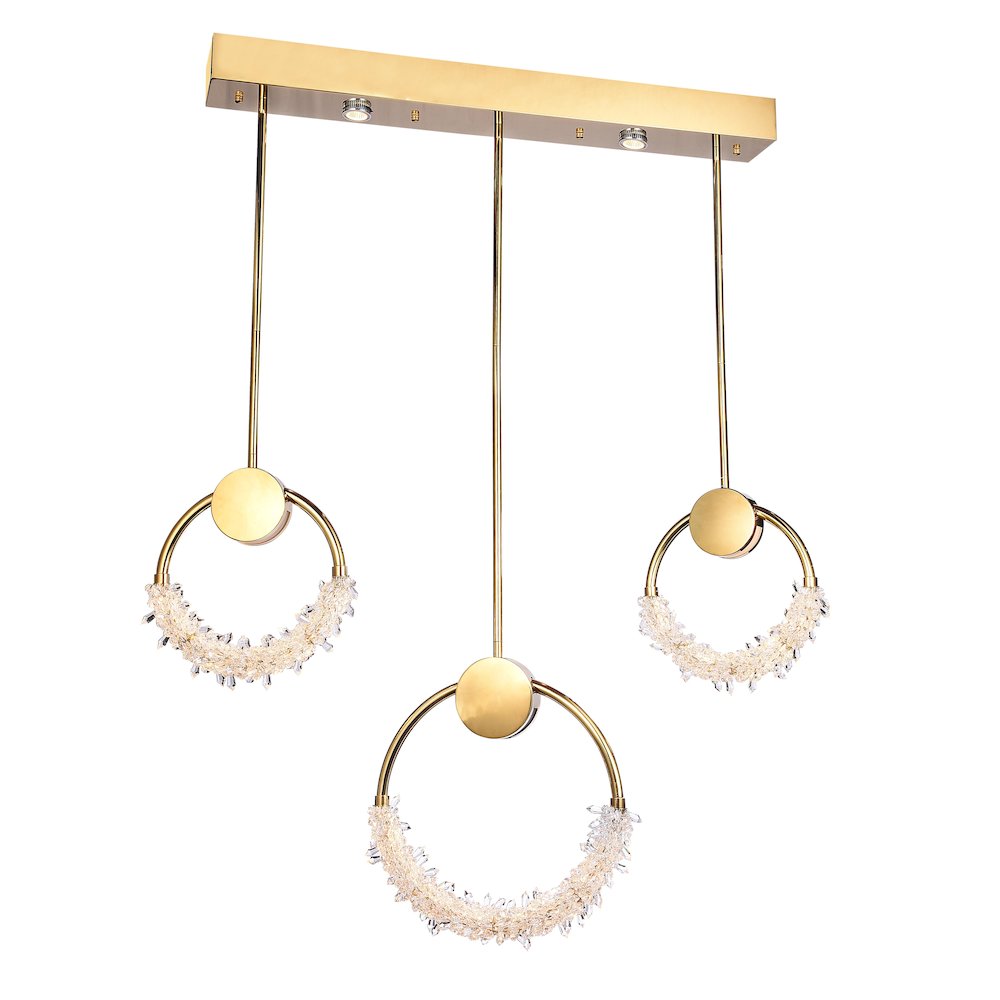 5-Light Gold LED Pendant With Clear Crystal Beading. Picture 1