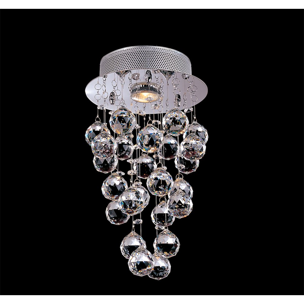 1-Light Chrome Flush Mount With Clear Crystals. Picture 1