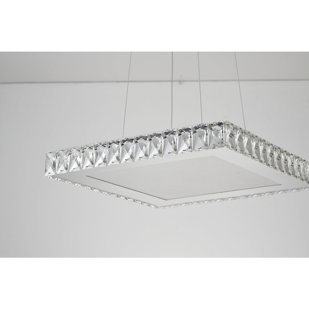 1-Light Chrome Dimmable LED Chandelier With Clear Crystals And A Diffuser. Picture 5